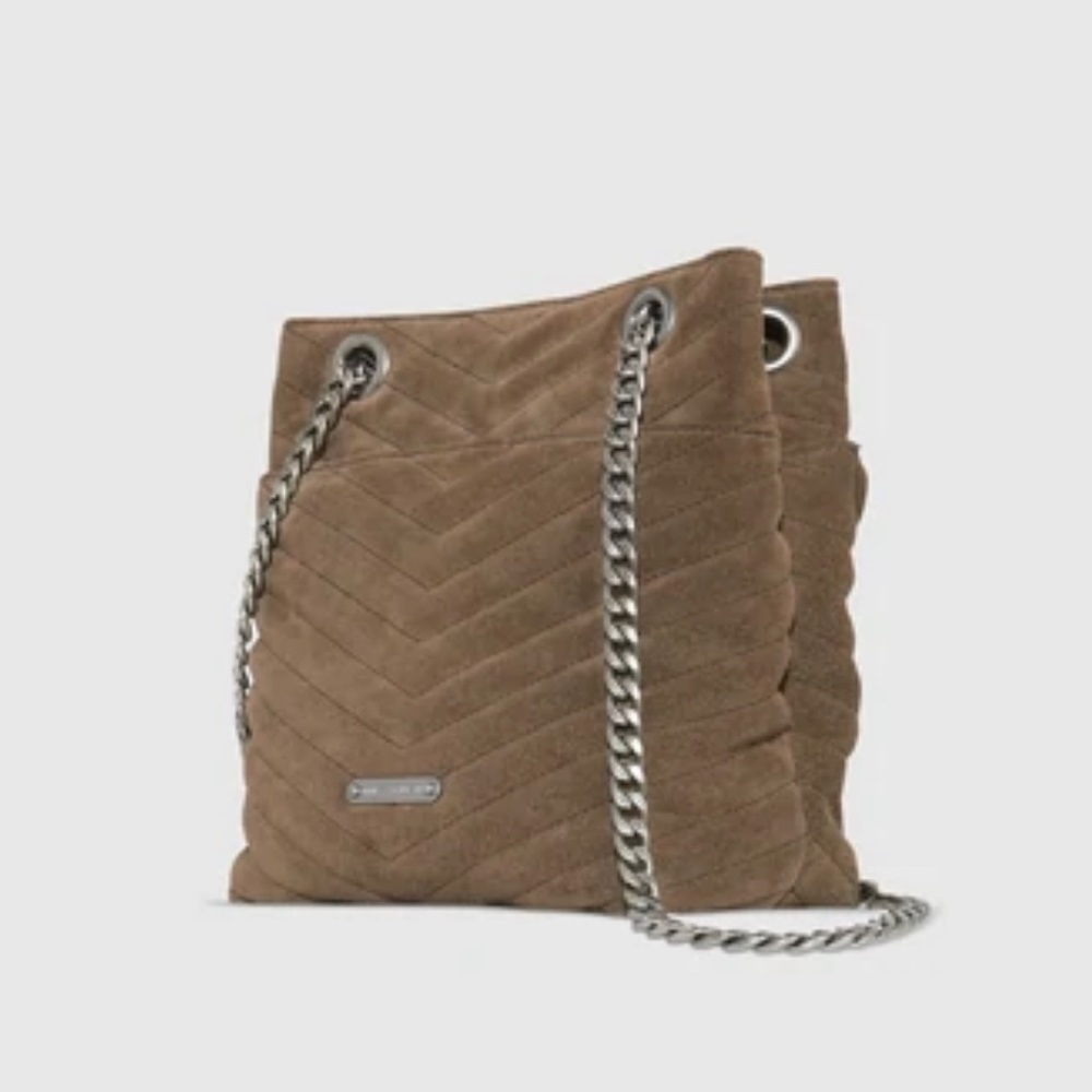 Rebecca Minkoff Edie Bucket Crossbody With Fringe, Porcini Tan Brown - Picture 4 of 15